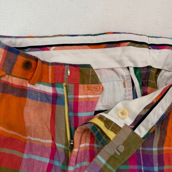 Polo Golf Ralph Lauren Men's 34 Madras Plaid 100% Linen Bermuda Shorts - Picture 6 of 15